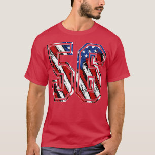 Camiseta Número 56 Red White e Blue American Flag 56 Jers