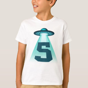 Camiseta Número 5 Abdução De Crianças De 5 Anos De Alieníge