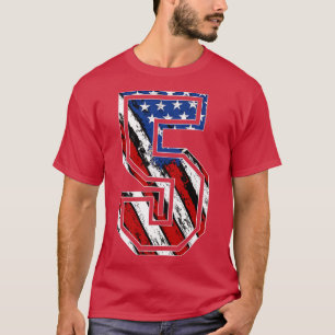 Camiseta Número 5 Red White e Blue American Flag 5 Jersey
