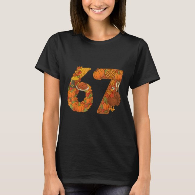 Camiseta Número 67 Correspondente Seis Sete 6 7 Meme 67 Açã (Frente)