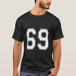 Camiseta Número 69 69 Em Branco Negro E Cinzas