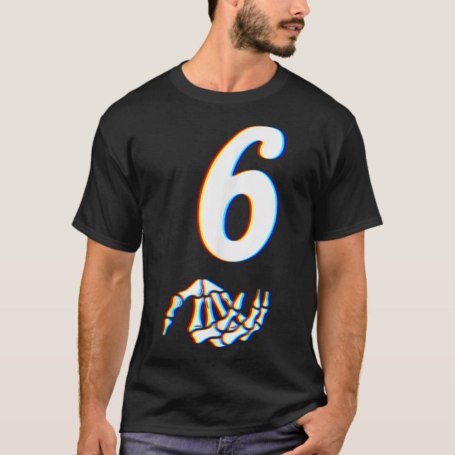 Camiseta Número 6 Correspondente ao Meme da Mão de Esquelet (Frente)