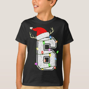 Camiseta Número 6 Menino Aniversário de 6 anos Seis Natal F