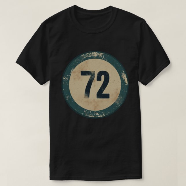 Camiseta Número 72 Vintage Desgastado (Frente do Design)