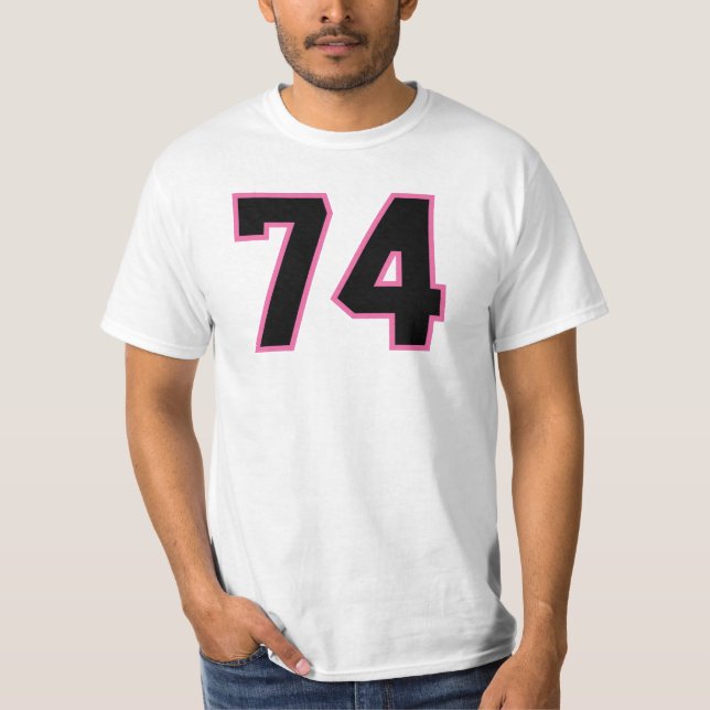 Camiseta Número 74 Sports Jersey Pink Black Lucky No. (Frente)