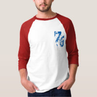 camiseta número 76 t-shirt design vermelho azul EU