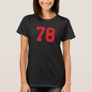 Camiseta Número 78 Sports Jersey Red Distress Vintage Lu