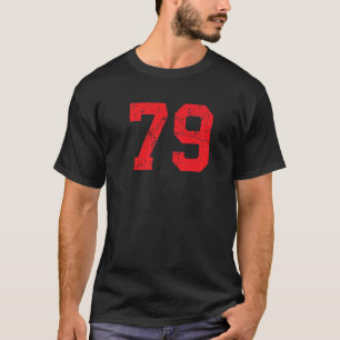 Camiseta Número 79 Sports Jersey Red Distress Vintage Lu