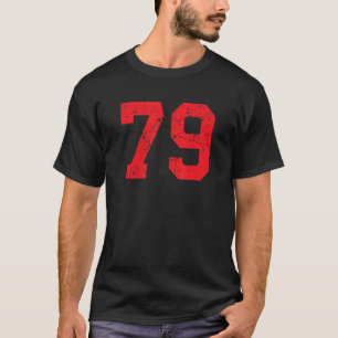 Camiseta Número 79 Sports Jersey Red Distress Vintage Lu