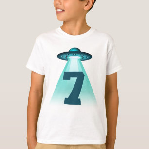 Camiseta Número 7 Abdução de OVNI Alienígena Tema 7 Anos Ra