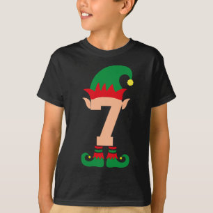 Camiseta Número 7 Elf Chrismas Tema 7 Anos Meninos