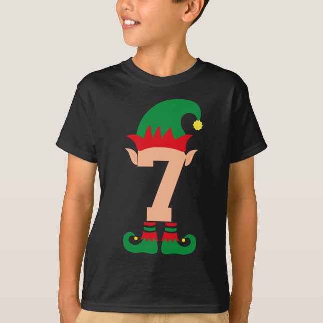 Camiseta Número 7 Elf Chrismas Tema 7 Anos Meninos (Frente)