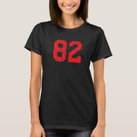 Número 82 Sports Jersey Red Distressed Vintage Lu