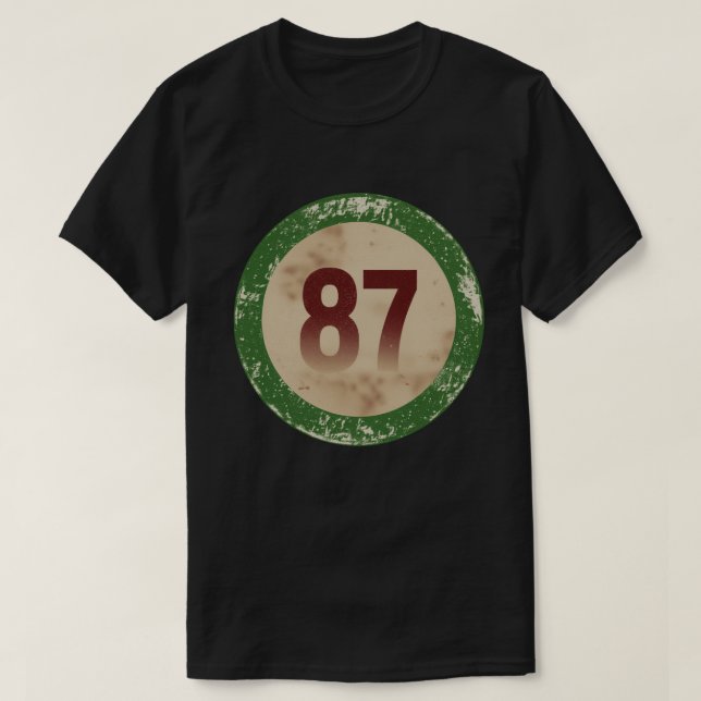 Camiseta Número 87 Vintage Desgastado (Frente do Design)