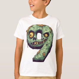 Camiseta Número 9: Tema Zombie Halloween 9 Anos Crianças