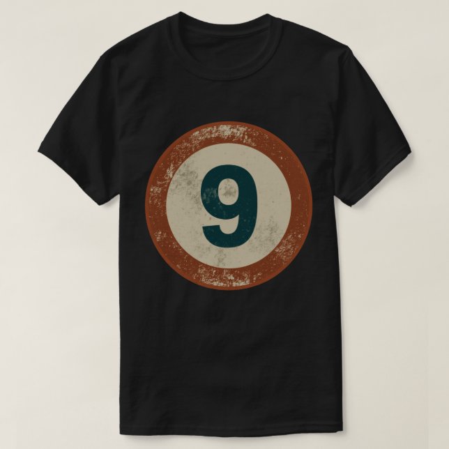 Camiseta Número 9 Vintage Distressed (Frente do Design)
