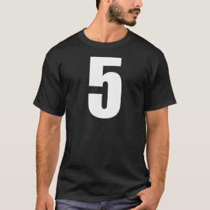 Camiseta Número Cinco Numeral 5 Números Brancos Simples Pre