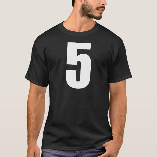 Camiseta Número Cinco Numeral 5 Números Brancos Simples Pre (Frente)