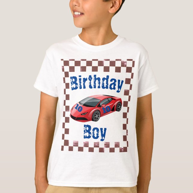 Camiseta Número de Aniversário de Carro de Corrida (Frente)