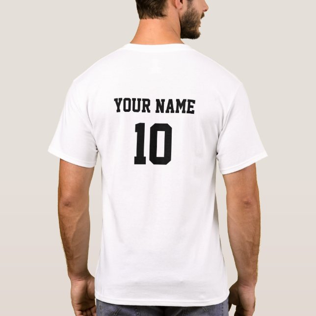 Camiseta Número de nome personalizado preto frontal (Verso)