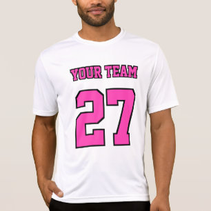 Camiseta Número do Nome da Equipe Esportiva Cor-de-rosa-que