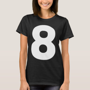 Camiseta Número Negrito Oito Símbolo de Fonte Grande Fig