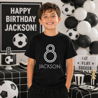 Camiseta Número Personalizado e Nome Preto e Branco Anivers