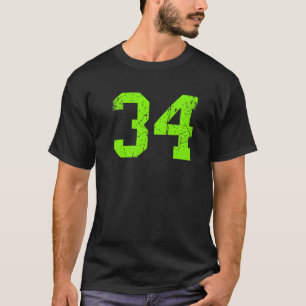 Camiseta Número Sortudo 34 Jogador Verde Vintage Esportivo