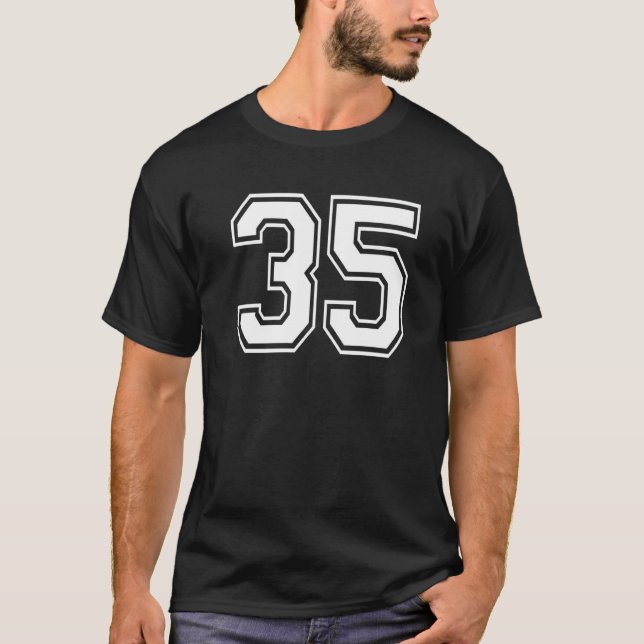 Camiseta Número Trinta e Cinco 35 Equipe Esportiva Uniforme (Frente)