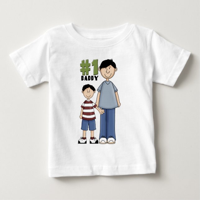 Camiseta Número um, nº 1, pai e filho Pai (Frente)