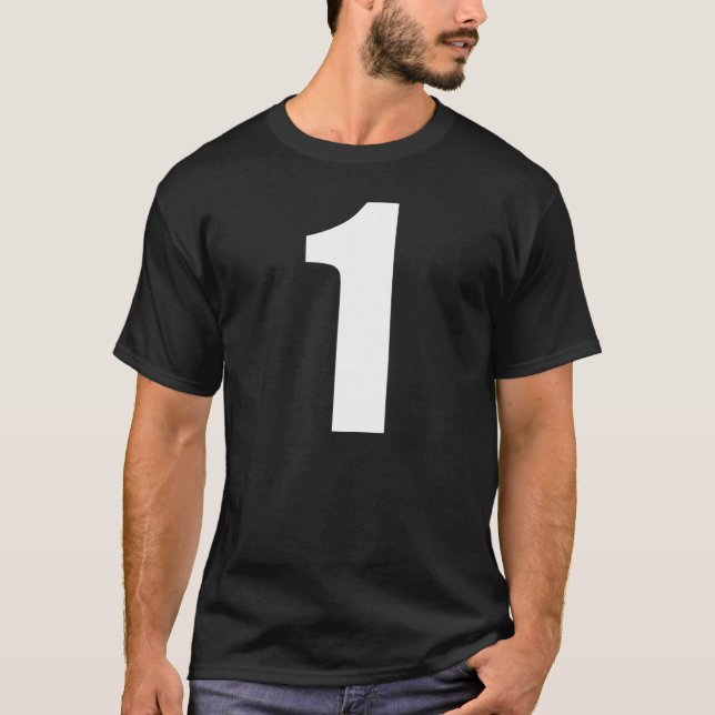 Camiseta Número Um Numeral 1 Números Brancos Simples (Frente)
