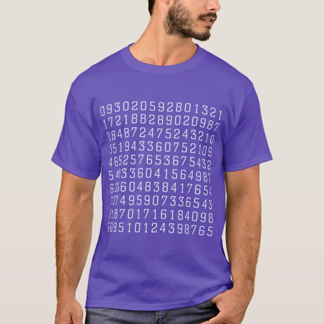 Camiseta Números aleatórios - branco na obscuridade (Frente)