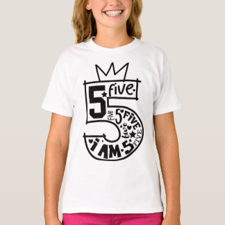 Camiseta Números de Aniversário para Meninas - 5 Anos