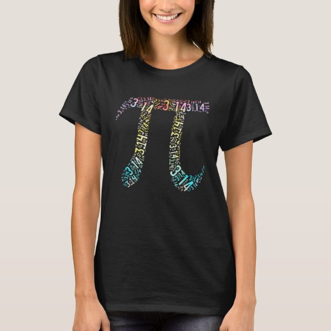 Camiseta Números De Cores Pi Dia Pi Aluno Professor (Frente)