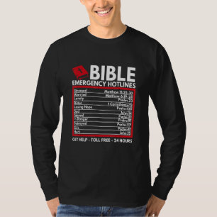 Camiseta Números de Emergência da bíblia Bíblia Cristã e Je
