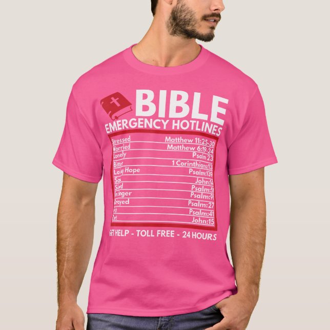 Camiseta Números de Emergência da bíblia - Bíblia Cristã En (Frente)