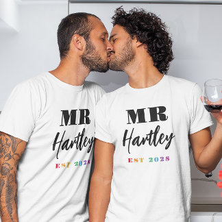 Camiseta Números Do Arco-Íris, Sr. Ano-Sobrenome Estabeleci