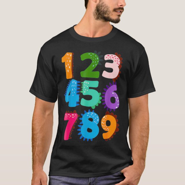 Camiseta Números Engraçados Voltam Para Dino Educacional Da (Frente)