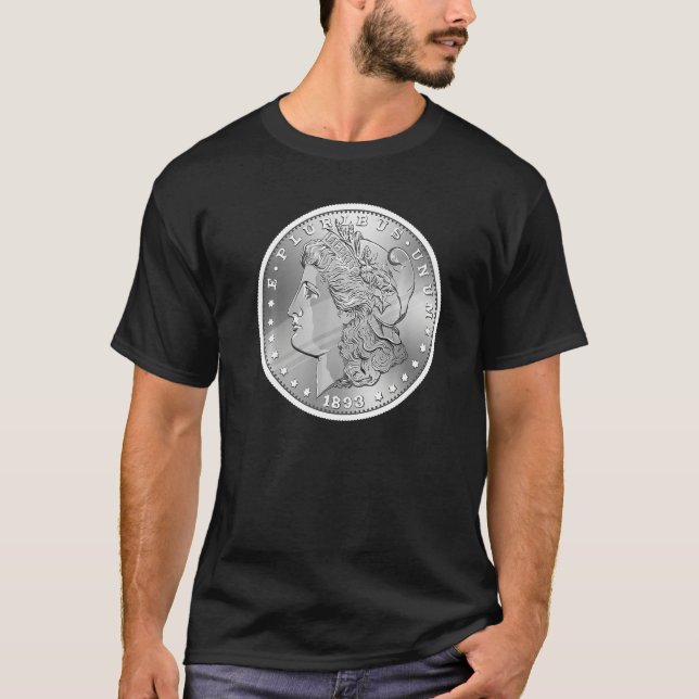 Camiseta Numismatista Morgan Silver Dollar Coletor de Moeda (Frente)