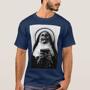 Camiseta Nun Skeleton Occult Gothic Mau Nun Anti Cristo Da