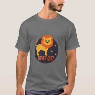 Camiseta Nunca abandonou Kawaii, um leão engraçado e engraç