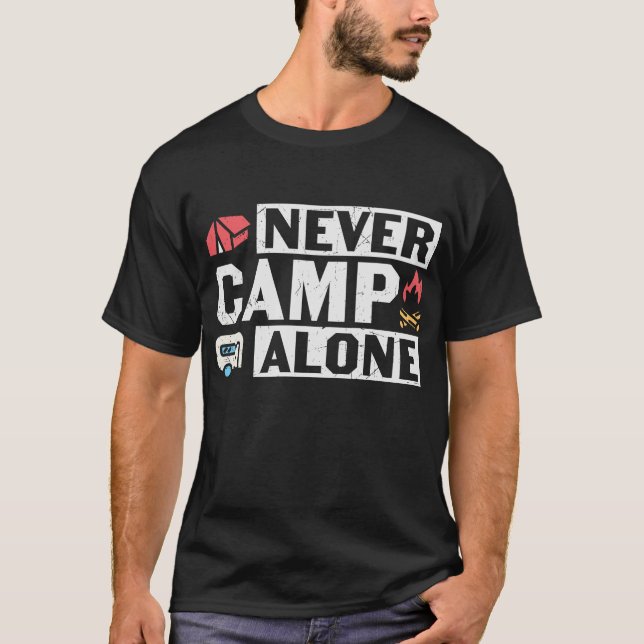 Camiseta Nunca acampar sozinho (Frente)
