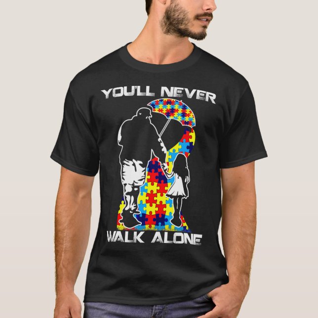Camiseta Nunca Andas Sozinha Filha Pai Filho Autismo (Frente)