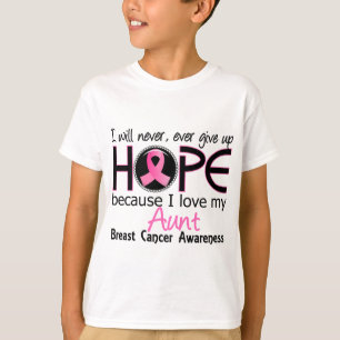 Camiseta Nunca dará acima a tia cancro da mama da esperan