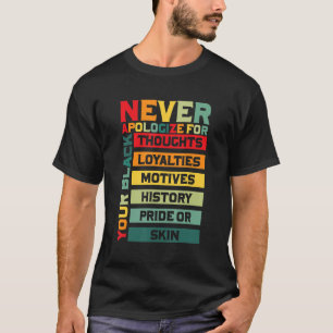 Camiseta Nunca Desculpar o Histórico Negro Mês BLM Melanin 