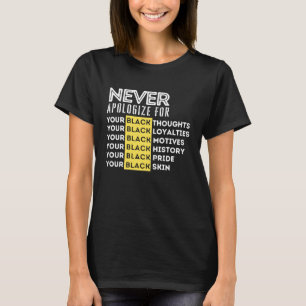 Camiseta Nunca Desculpar o Histórico Negro Mês BLM Melanin