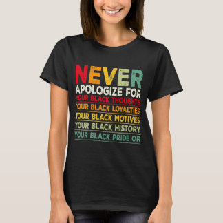 Camiseta Nunca Desculpar o Histórico Negro Mês BLM Melanin 