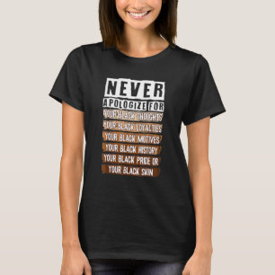 Camiseta Nunca Desculpar o Histórico Negro Mês Blm Melanin 
