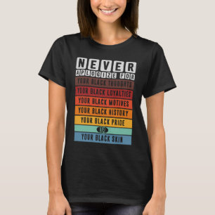 Camiseta Nunca Desculpar o Histórico Negro Mês BLM Melanin