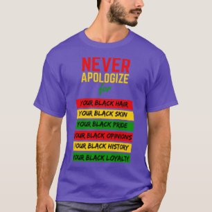Camiseta Nunca Desculpe Preto Orgulho Negro Cabelo Negro Hi